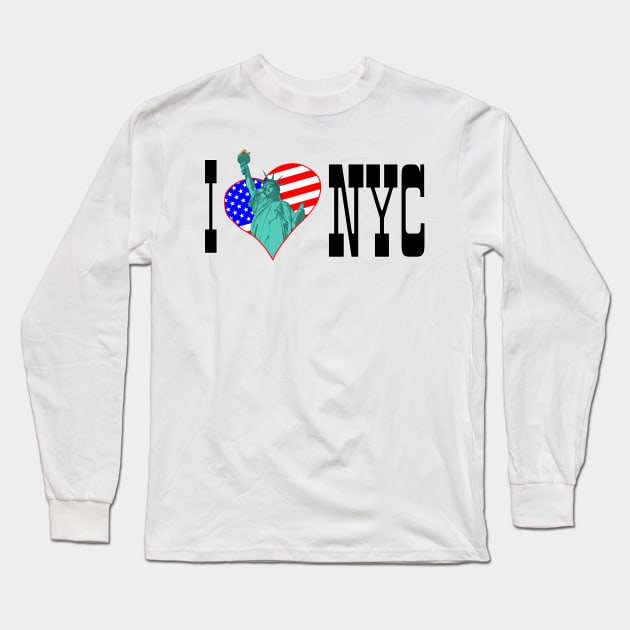 Statue of Liberty in the heart and I love NYC Long Sleeve T-Shirt by STARSsoft